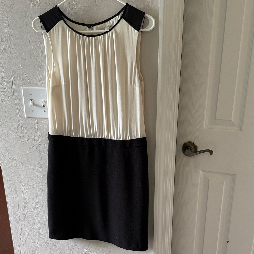 Loft dress with off white blousy top and black pencil type skirt